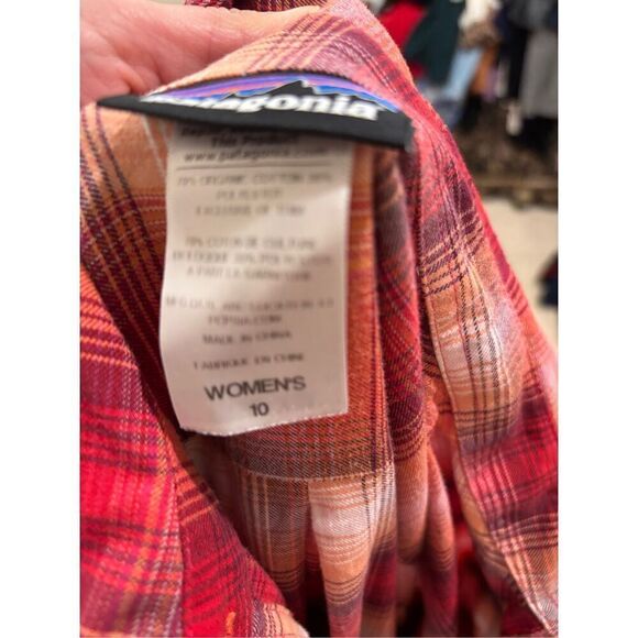 Patagonia Women's Featherstone Long Sleeve Plaid Shirt Dress Red Orange Size 10 - Picture 5 of 5